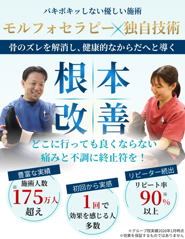 モルフォセラピーによる根本改善施術のイメージと実績を紹介するFV画像